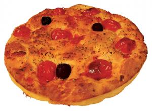 Frozen Par-Baked Gourmet  Focaccia with fresh tomatoes, olives and extra virgin olive oil 8%